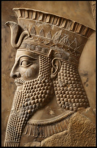 Ancient Persian Stone Relief Art Cultural or Heritage Poster PosterGoat