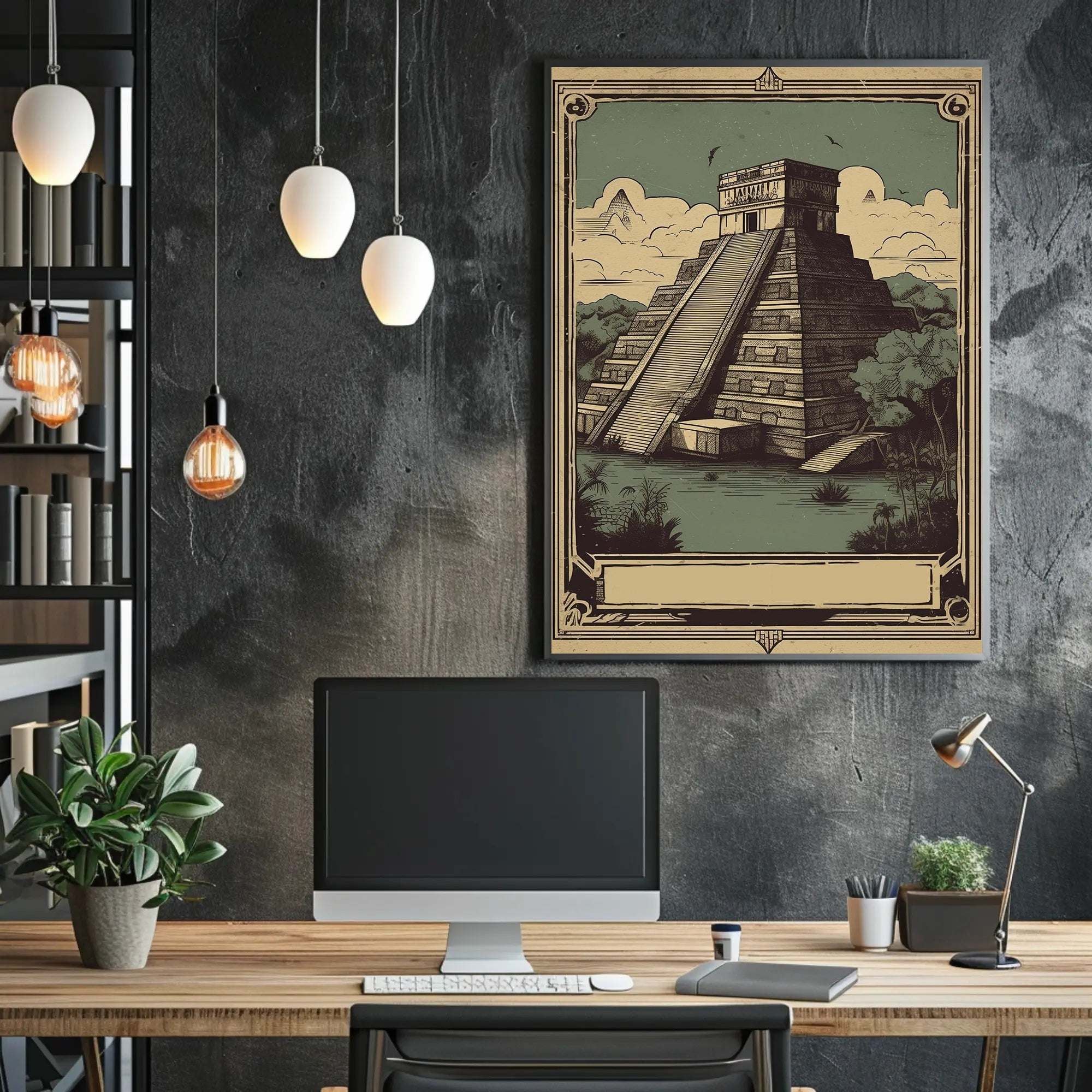 Ancient Pyramid Illustration Poster PosterGoat