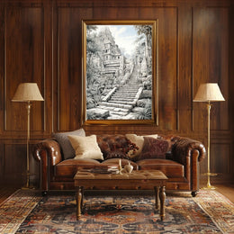 Ancient Pyramid in Jungle Artistic Cultural or Heritage Poster PosterGoat