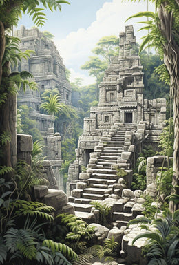 Ancient Ruins Amidst Lush Jungle Cultural Heritage Poster PosterGoat