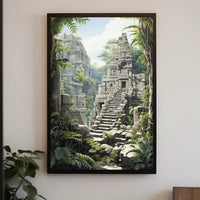 Ancient Ruins Amidst Lush Jungle Cultural Heritage Poster PosterGoat