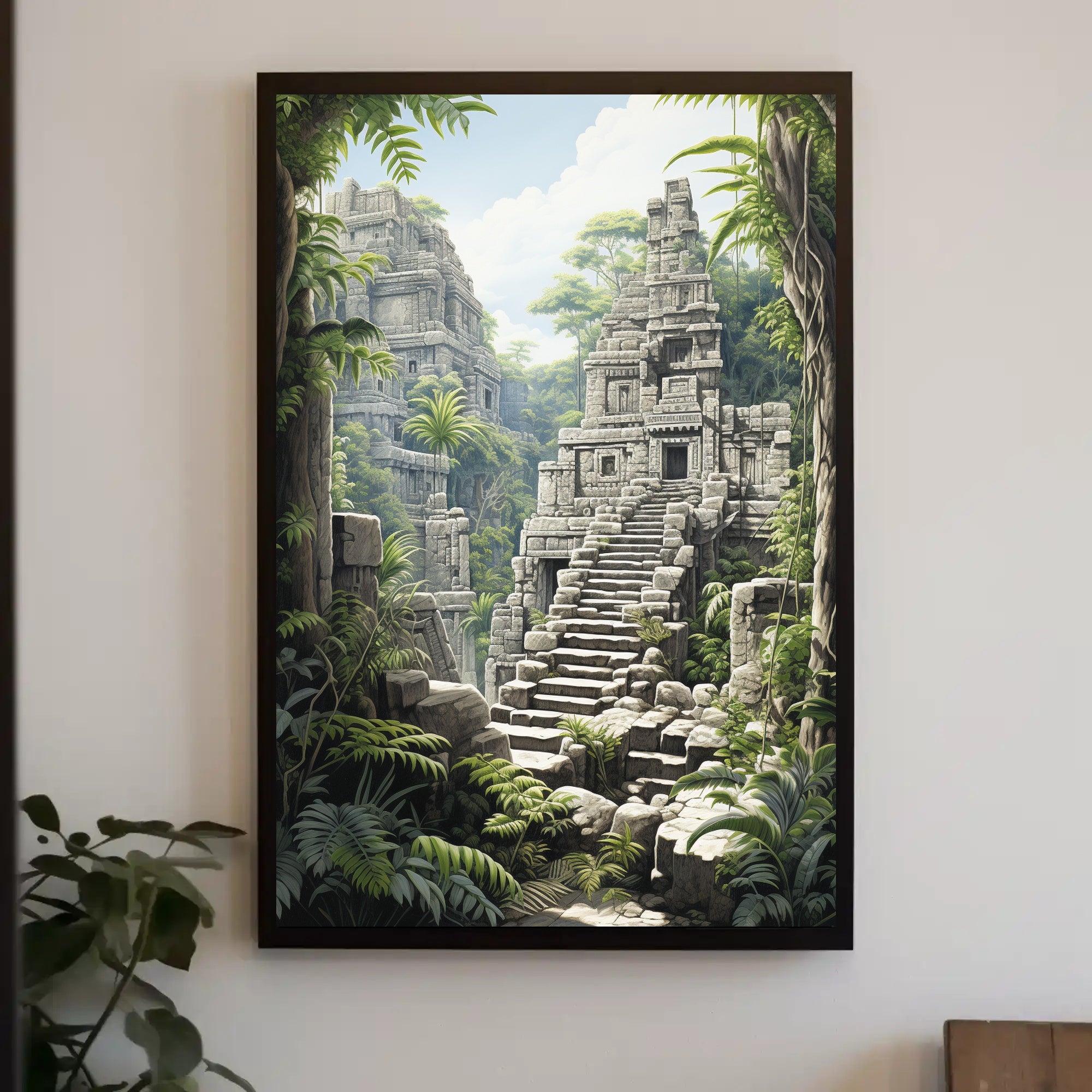 Ancient Ruins Amidst Lush Jungle Cultural Heritage Poster PosterGoat