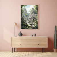 Ancient Ruins Amidst Lush Jungle Cultural Heritage Poster PosterGoat