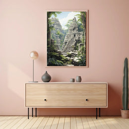 Ancient Ruins Amidst Lush Jungle Cultural Heritage Poster PosterGoat