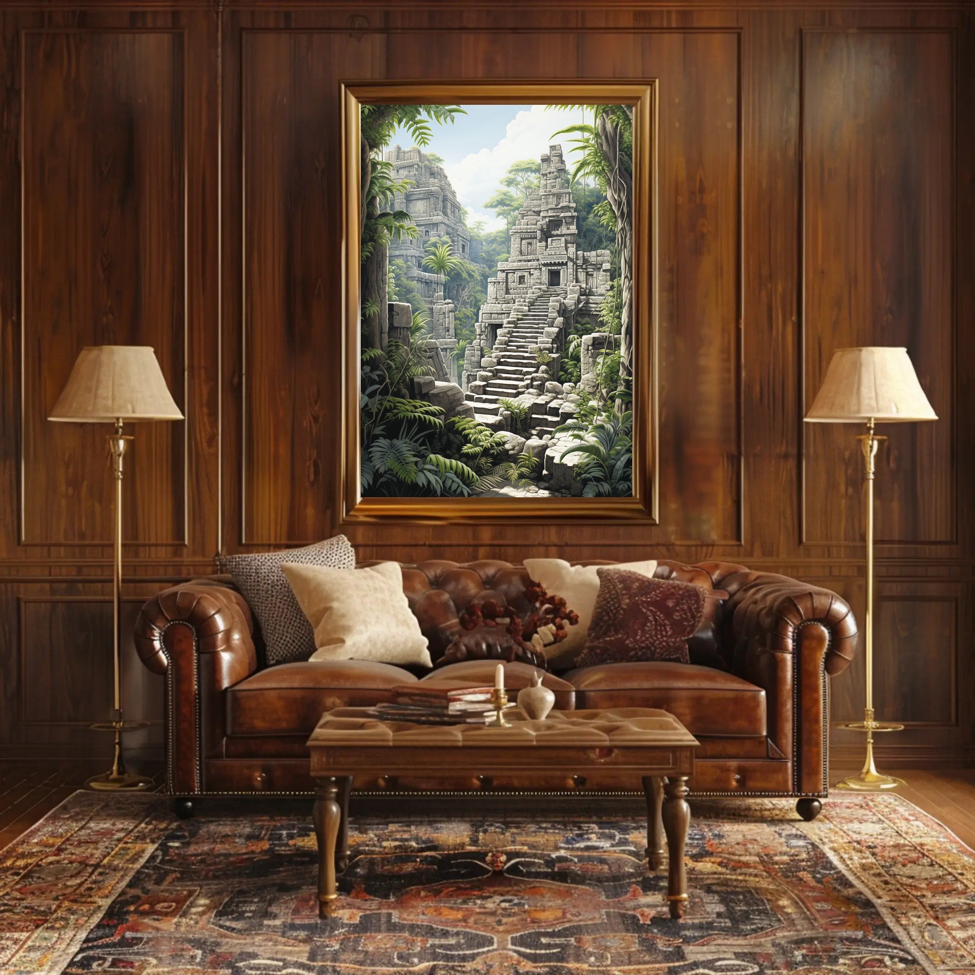 Ancient Ruins Amidst Lush Jungle Cultural Heritage Poster PosterGoat