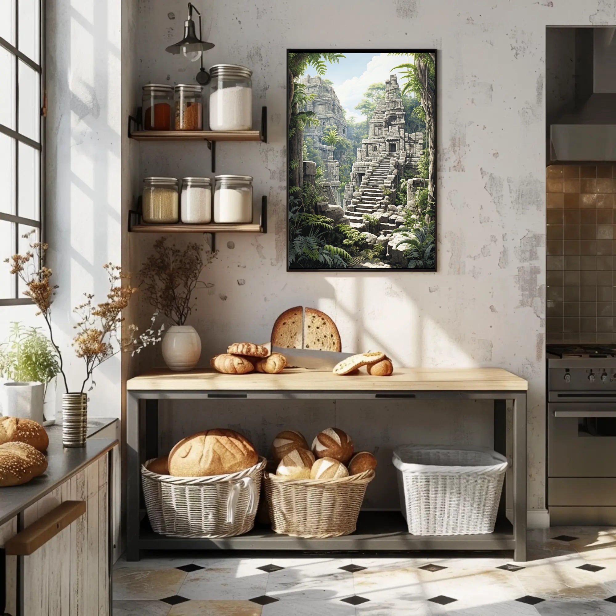 Ancient Ruins Amidst Lush Jungle Cultural Heritage Poster PosterGoat