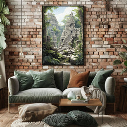 Ancient Ruins Amidst Lush Jungle Cultural Heritage Poster PosterGoat