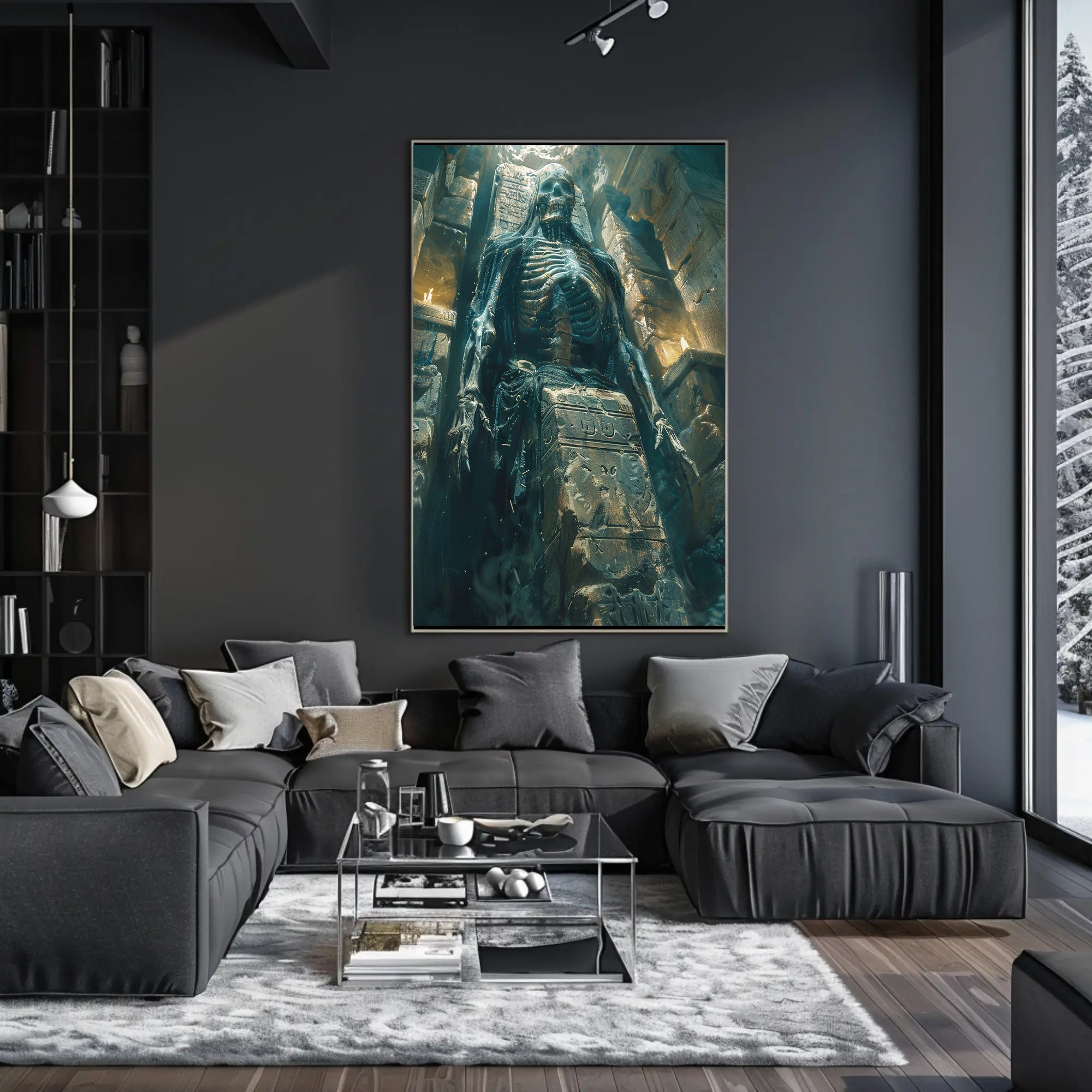 Ancient Skeleton Tomb Scene in Fantasy Heritage Poster PosterGoat