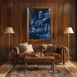 Ancient Skeleton on Throne: Fantasy or Mythology Poster PosterGoat