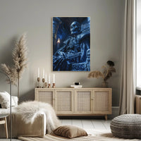 Ancient Skeleton on Throne: Fantasy or Mythology Poster PosterGoat