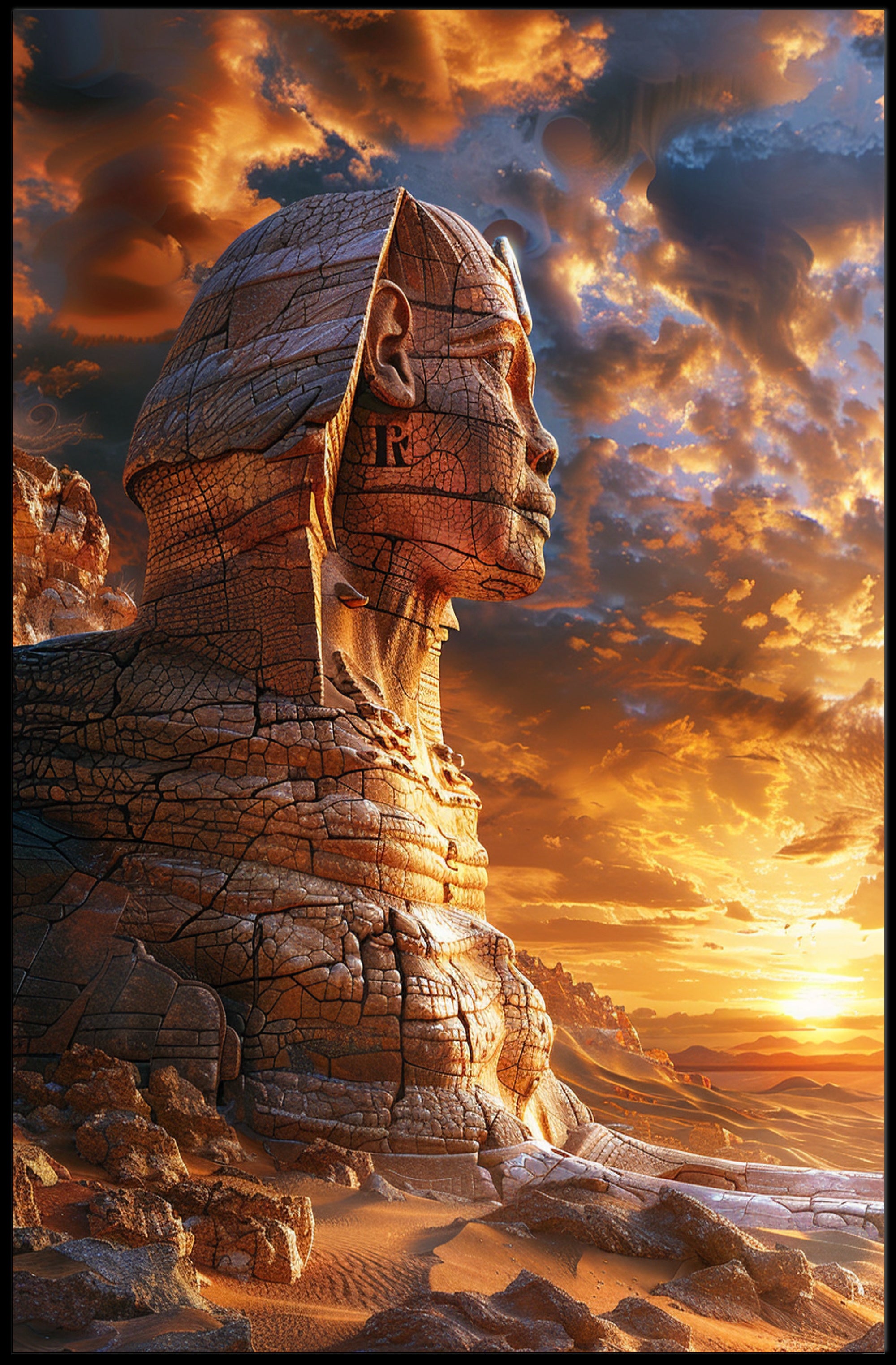 Ancient Sphinx Sunset: A Cultural or Heritage Poster PosterGoat