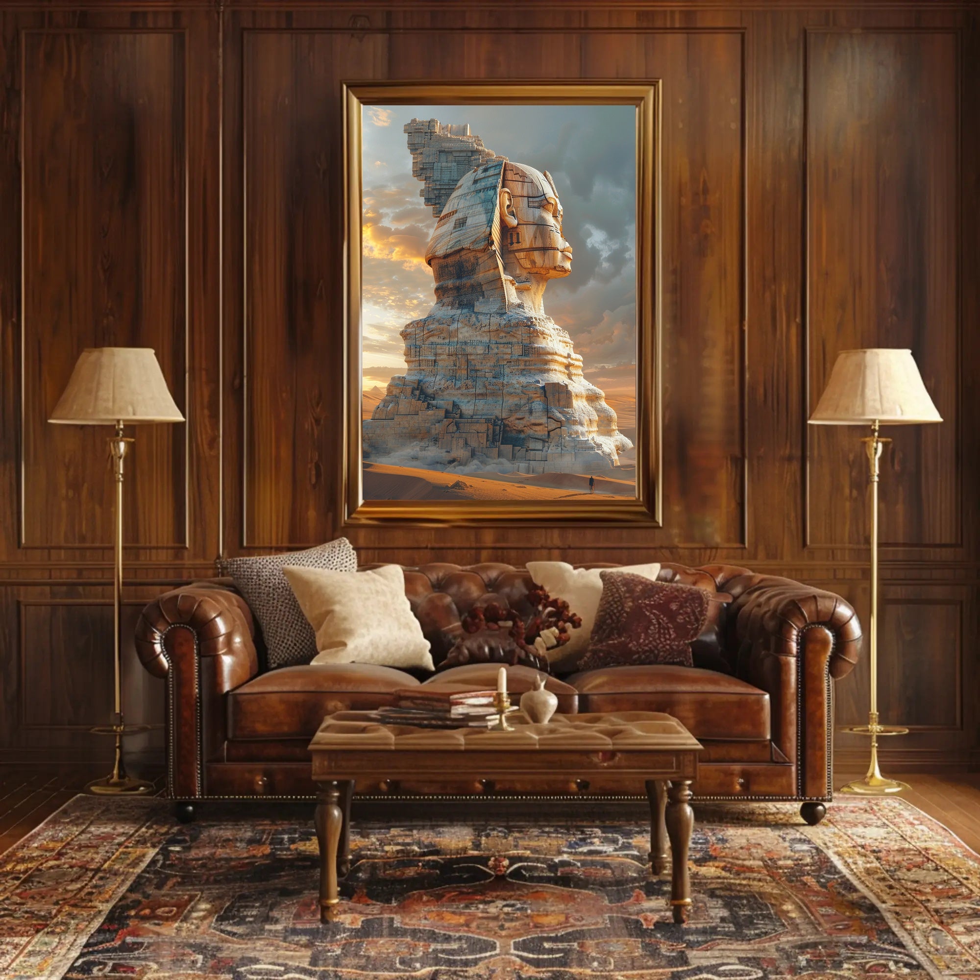 Ancient Tech Fusion: Epic Sci-Fi Sphinx Futuristic Sci-Fi Poster PosterGoat