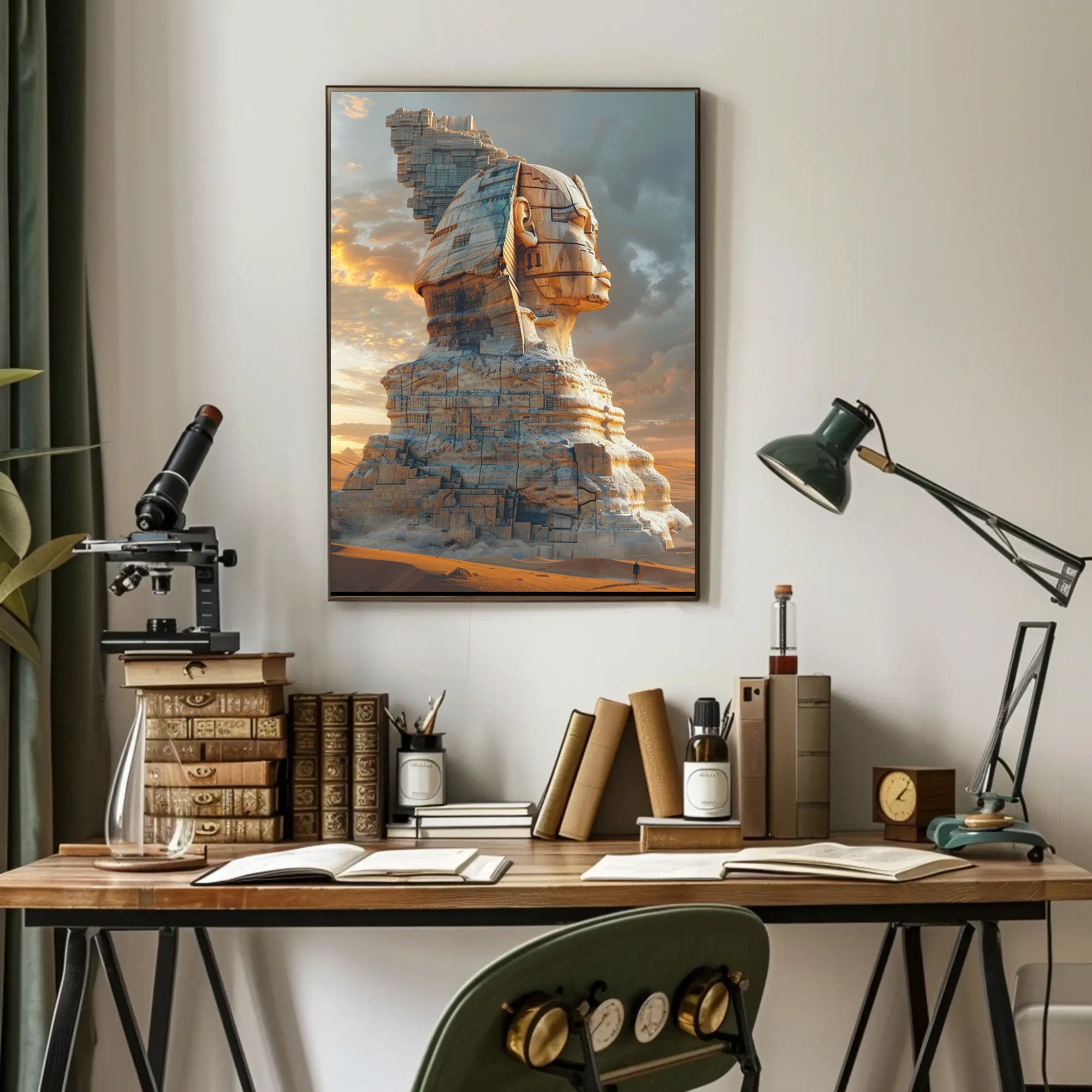 Ancient Tech Fusion: Epic Sci-Fi Sphinx Futuristic Sci-Fi Poster PosterGoat