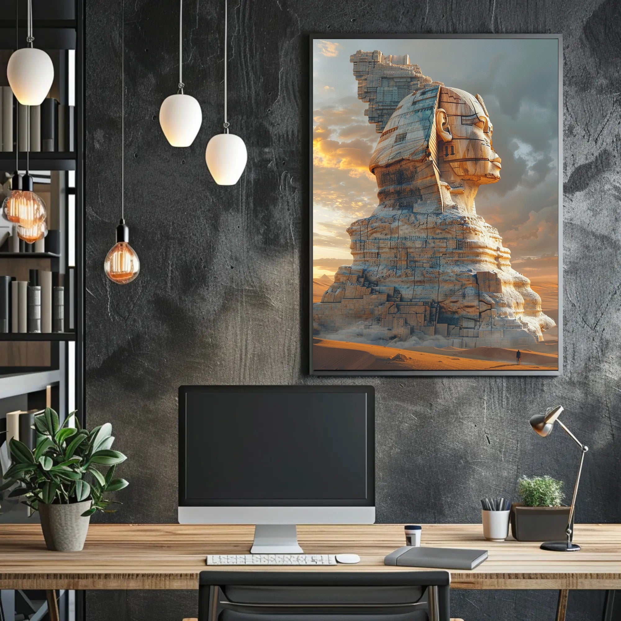 Ancient Tech Fusion: Epic Sci-Fi Sphinx Futuristic Sci-Fi Poster PosterGoat