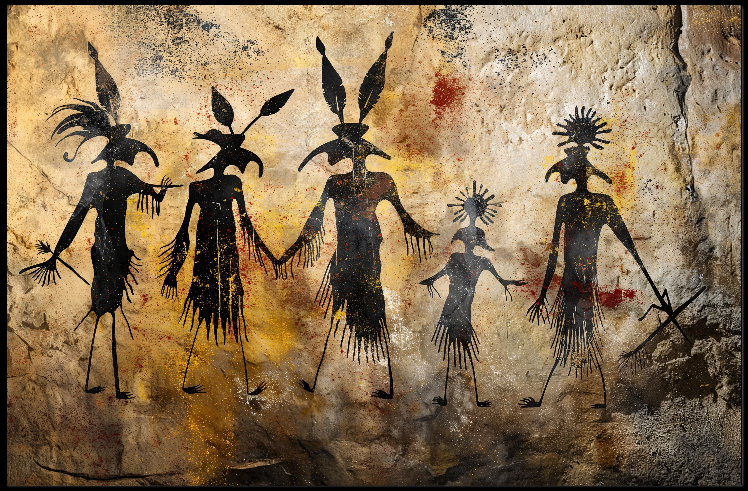 Ancient Tribal Expression through Petroglyphs Art Poster PosterGoat