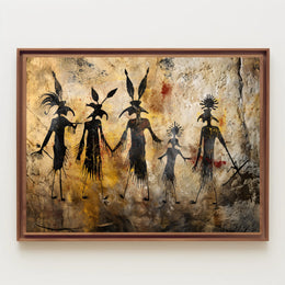 Ancient Tribal Expression through Petroglyphs Art Poster PosterGoat