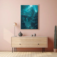 Ancient Underwater Temple Exploration Artistic and Pop Culture Poster PosterGoat