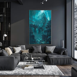Ancient Underwater Temple Exploration Artistic and Pop Culture Poster PosterGoat