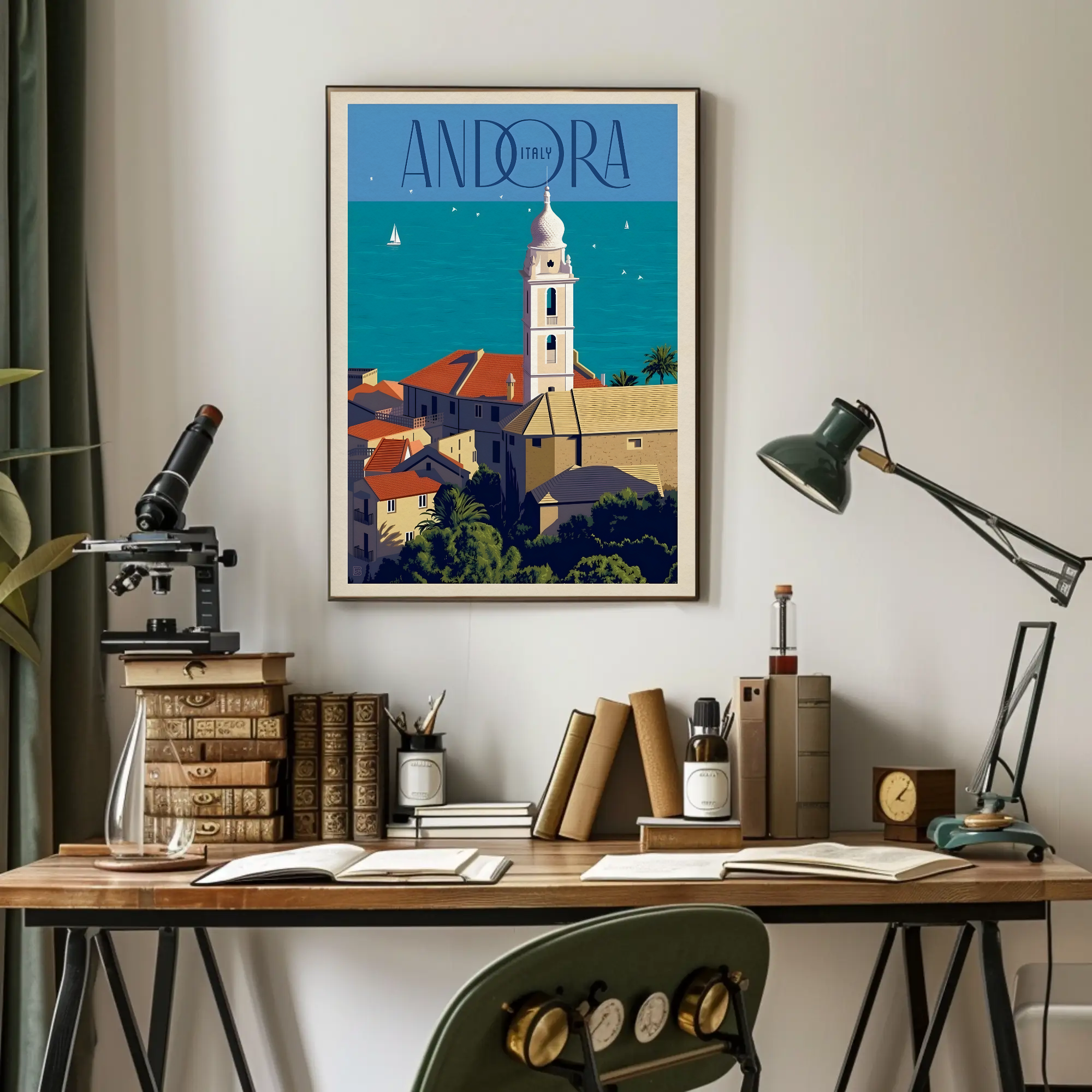 Andora Italy Scenic Coast Travel Poster PosterGoat