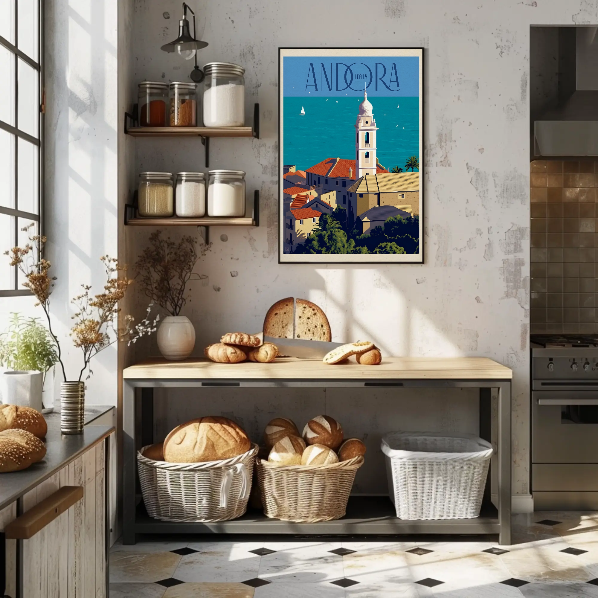 Andora Italy Scenic Coast Travel Poster PosterGoat