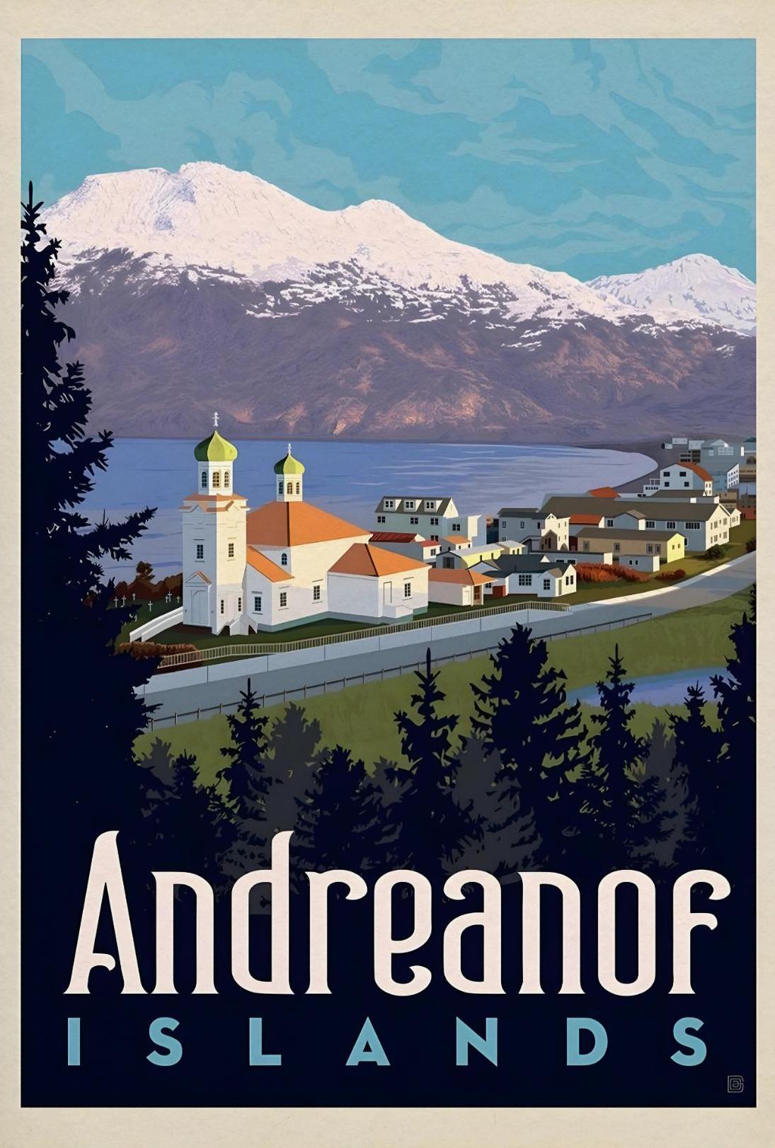 Andreanof Islands Serene Vintage Travel Art Poster PosterGoat