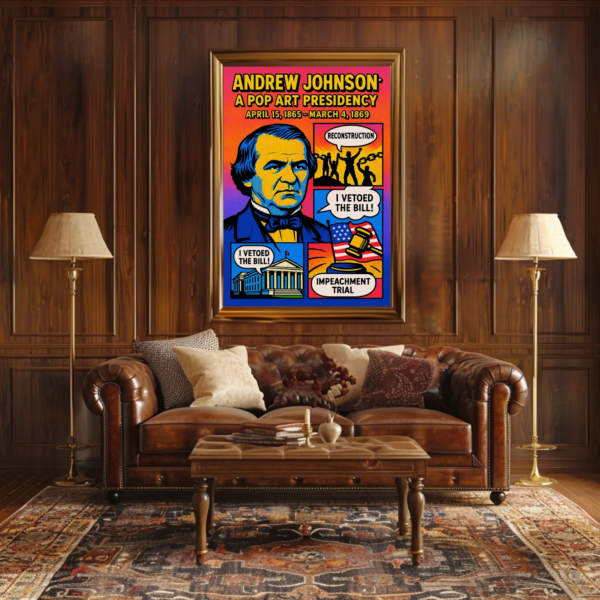 Andrew Johnson Pop Art Historical Presidential Poster PosterGoat