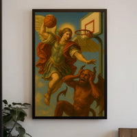 Angelic vs Demonic Basketball Duel Sports Poster PosterGoat