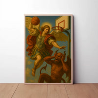 Angelic vs Demonic Basketball Duel Sports Poster PosterGoat