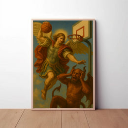 Angelic vs Demonic Basketball Duel Sports Poster PosterGoat