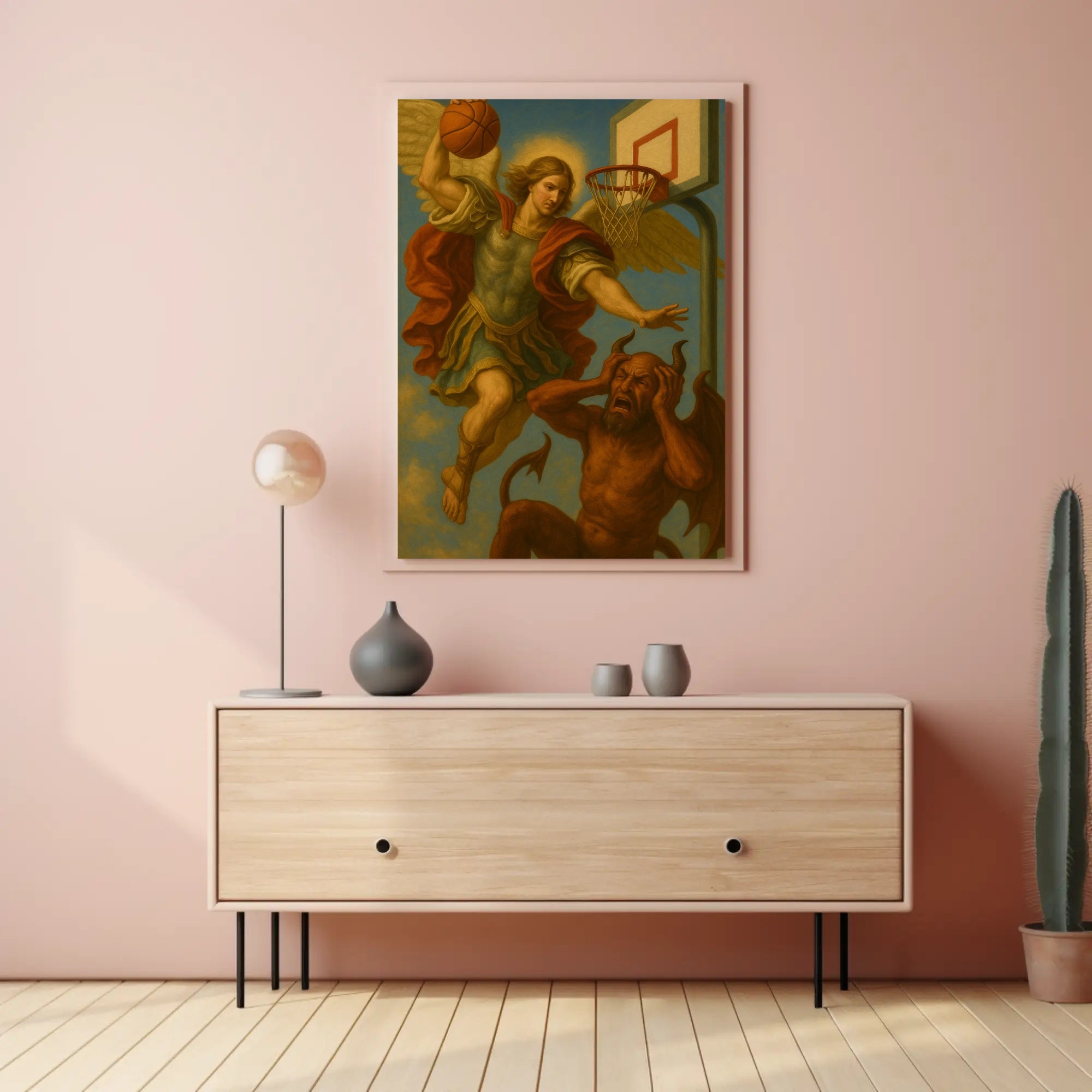 Angelic vs Demonic Basketball Duel Sports Poster PosterGoat