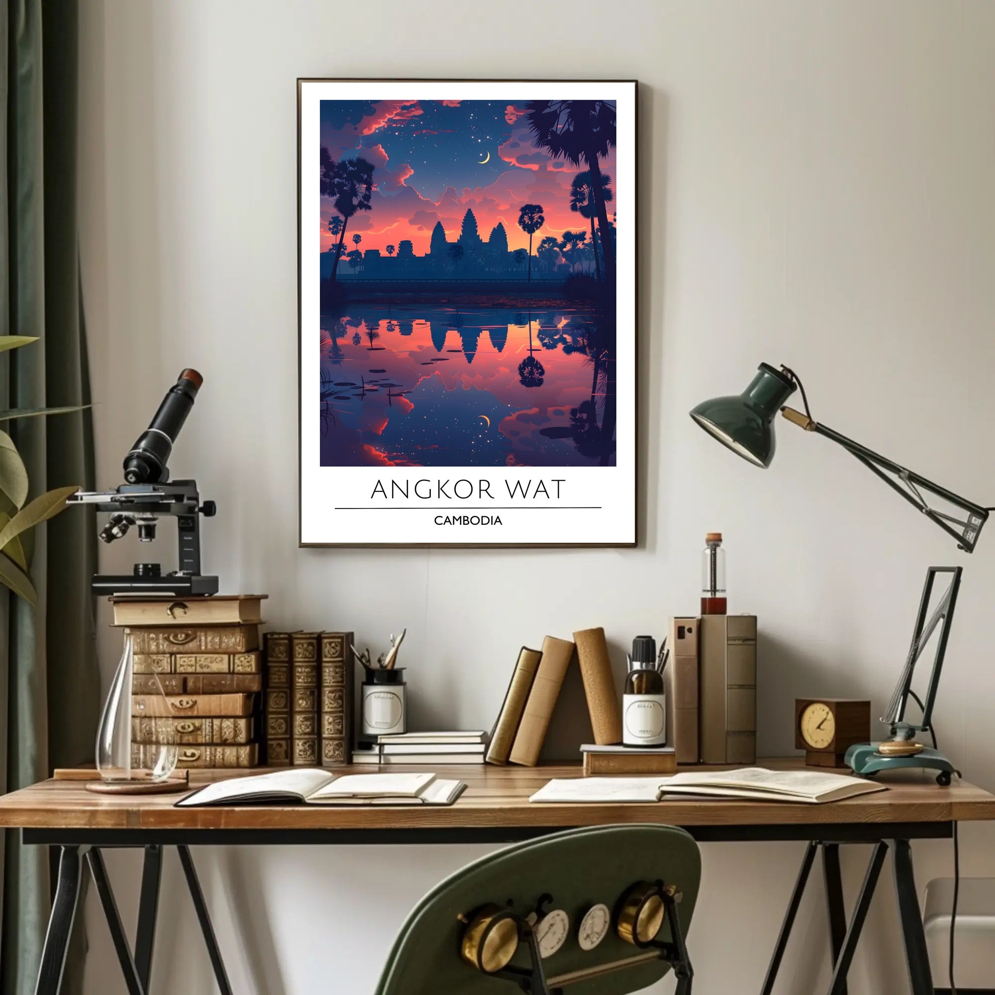 Angkor Wat Serene Sunset Cultural Heritage Poster PosterGoat
