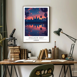 Angkor Wat Serene Sunset Cultural Heritage Poster PosterGoat