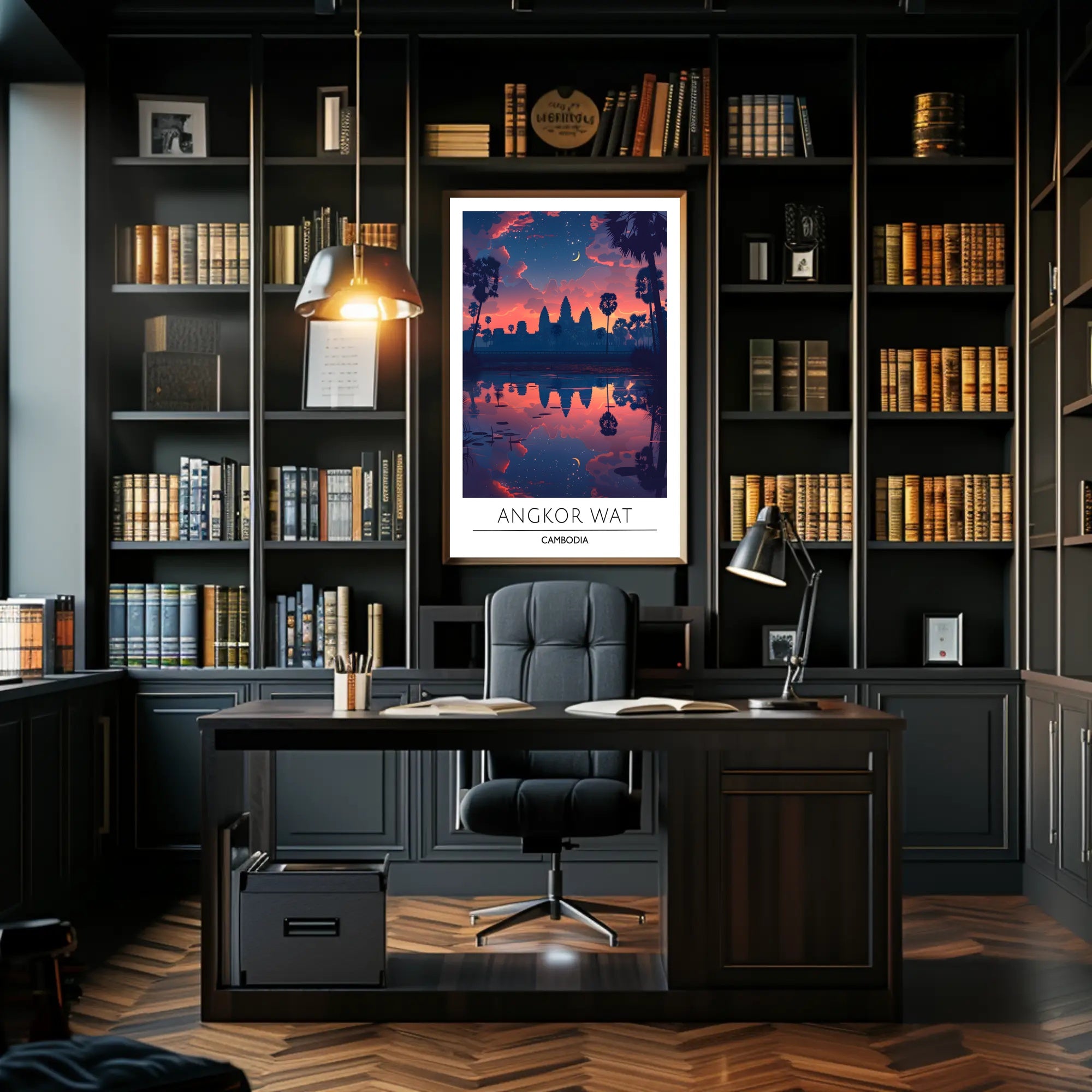 Angkor Wat Serene Sunset Cultural Heritage Poster PosterGoat