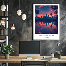 Angkor Wat Serene Sunset Cultural Heritage Poster PosterGoat