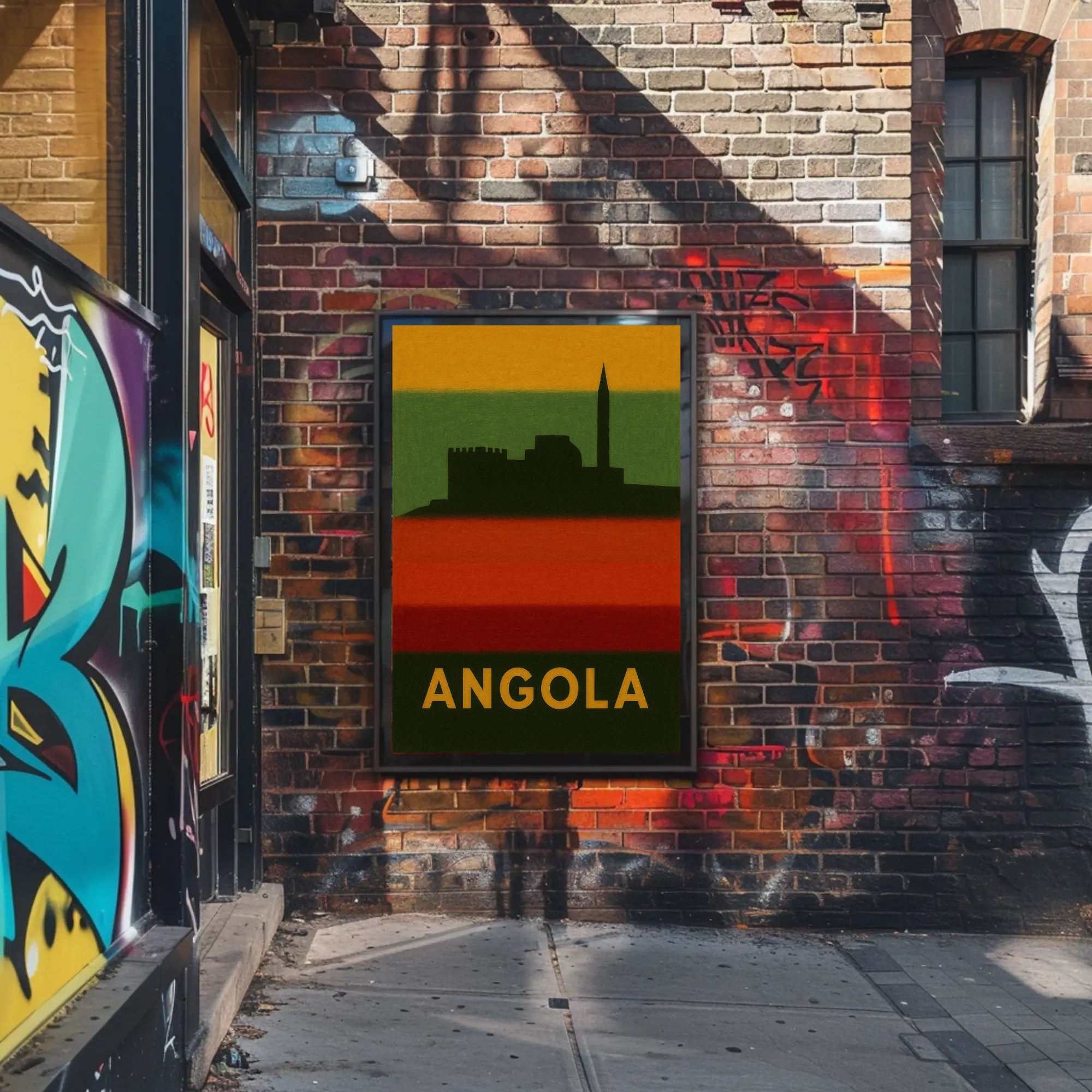Angolan Heritage Fortress Silhouette Cultural or Heritage Poster PosterGoat