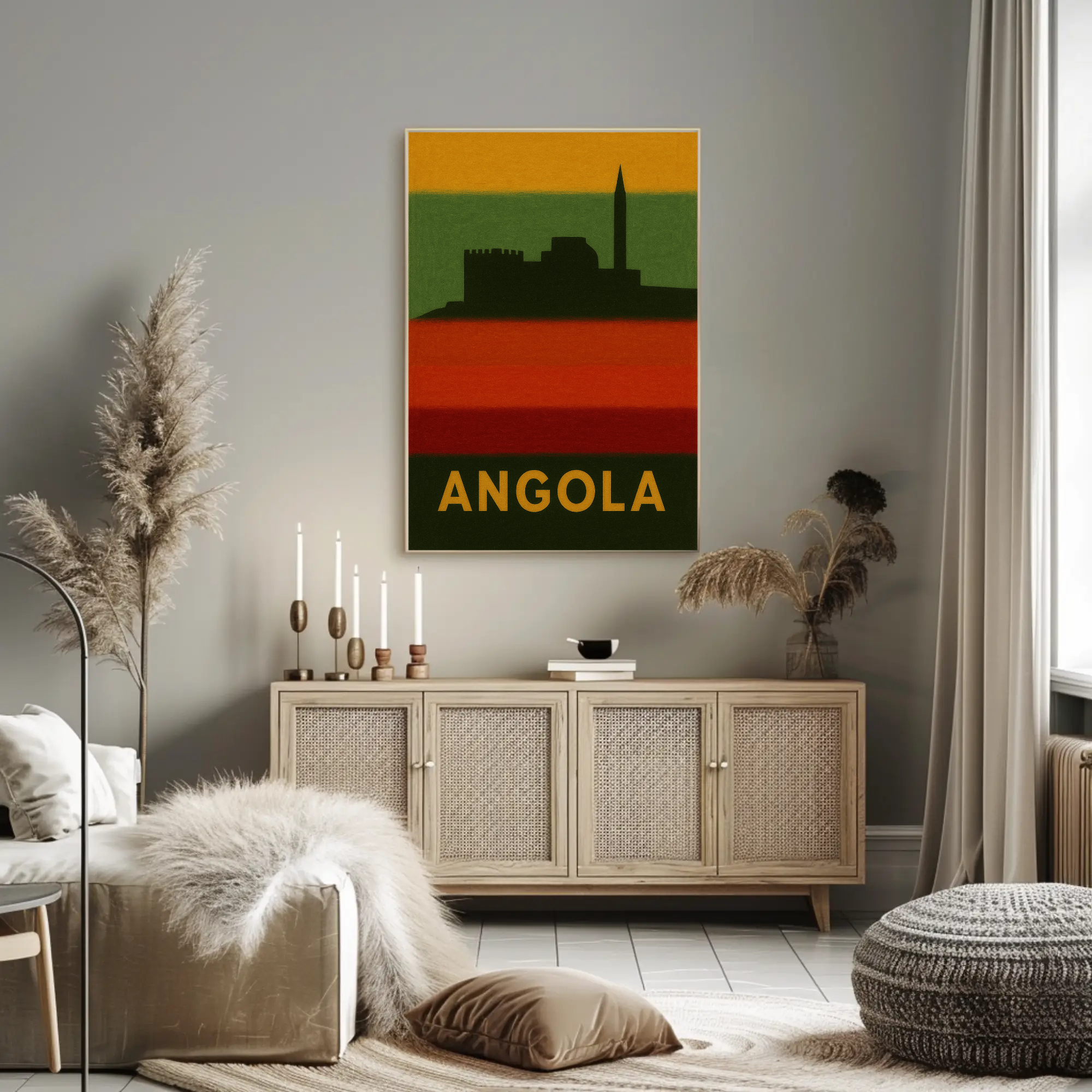 Angolan Heritage Fortress Silhouette Cultural or Heritage Poster PosterGoat
