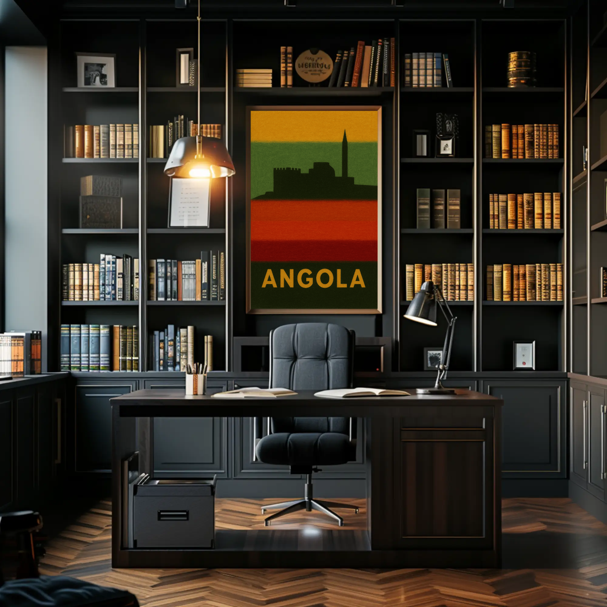 Angolan Heritage Fortress Silhouette Cultural or Heritage Poster PosterGoat
