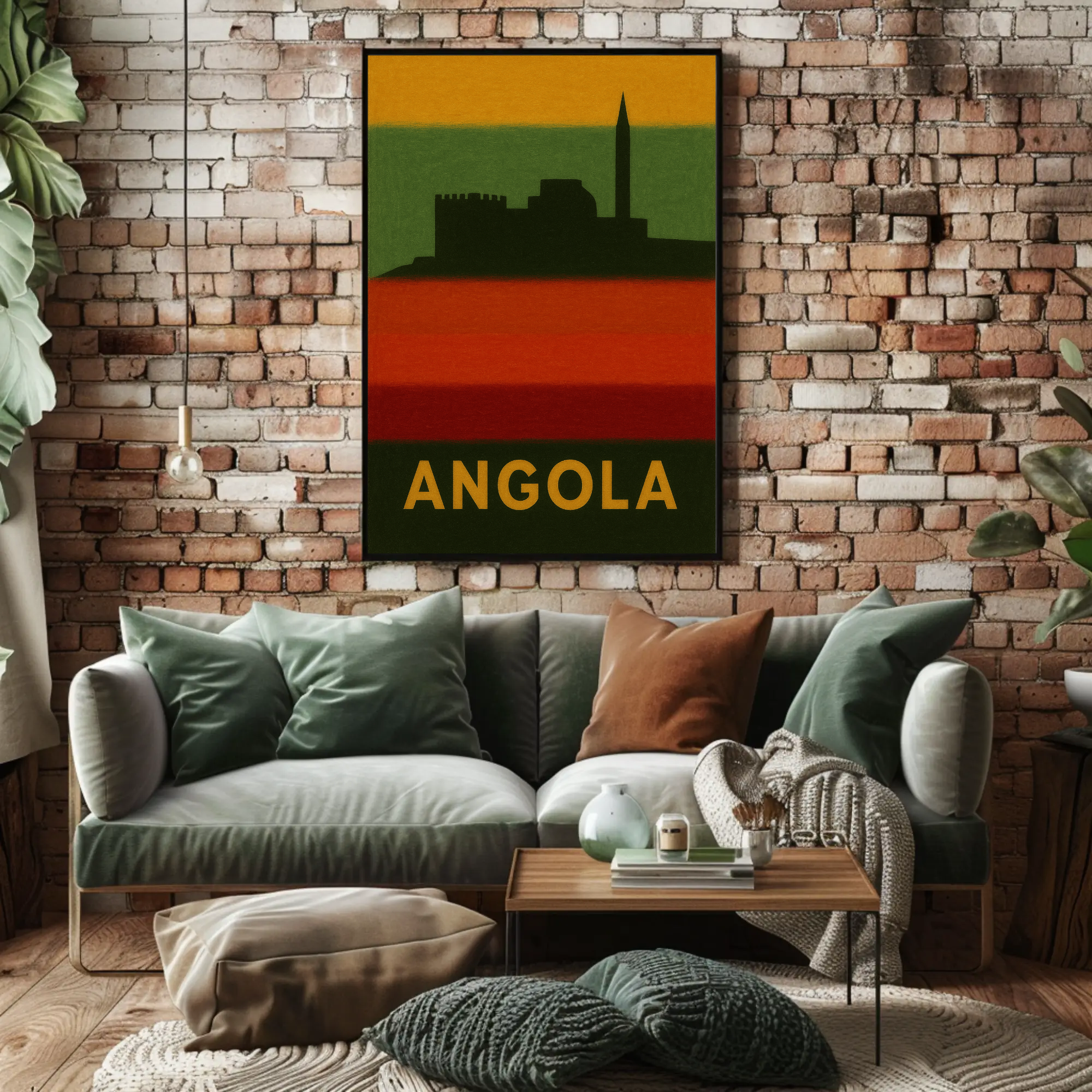 Angolan Heritage Fortress Silhouette Cultural or Heritage Poster PosterGoat