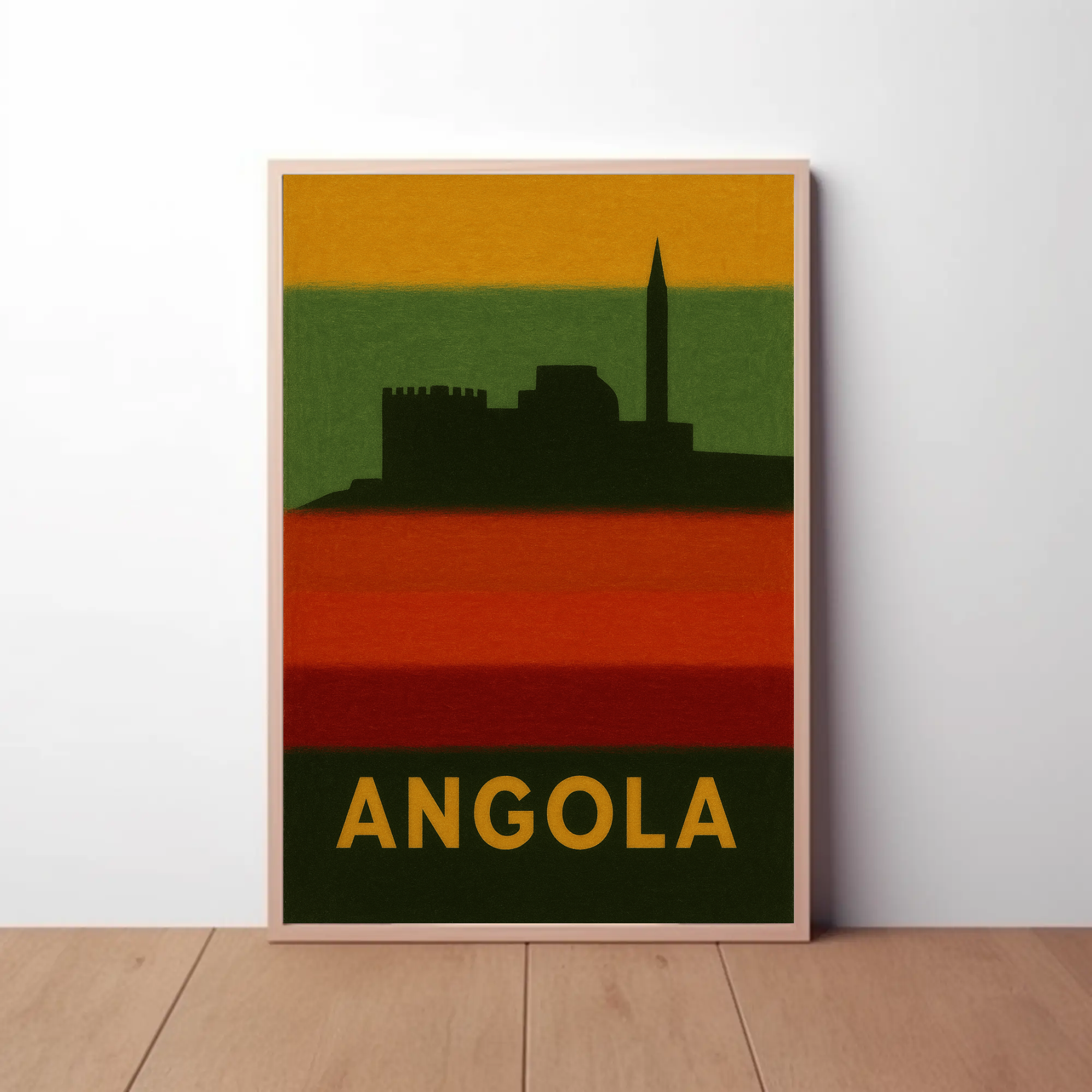 Angolan Heritage Fortress Silhouette Cultural or Heritage Poster PosterGoat