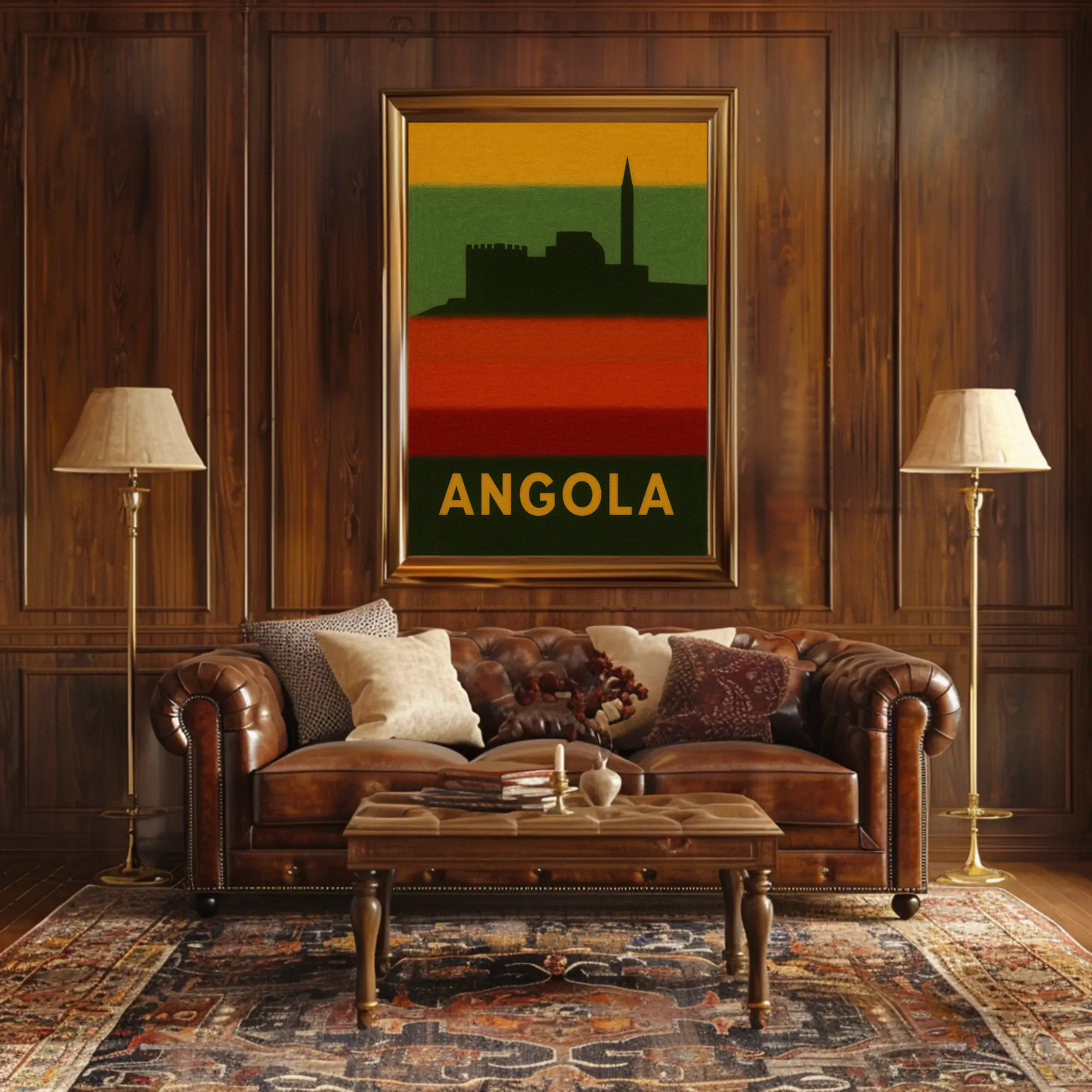 Angolan Heritage Fortress Silhouette Cultural or Heritage Poster PosterGoat