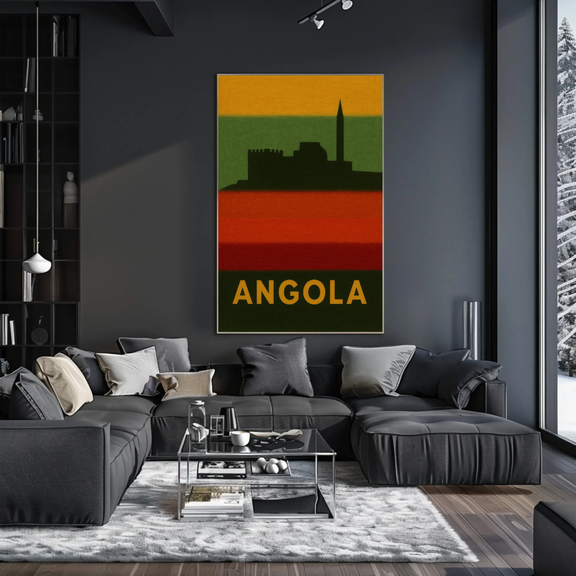 Angolan Heritage Fortress Silhouette Cultural or Heritage Poster PosterGoat