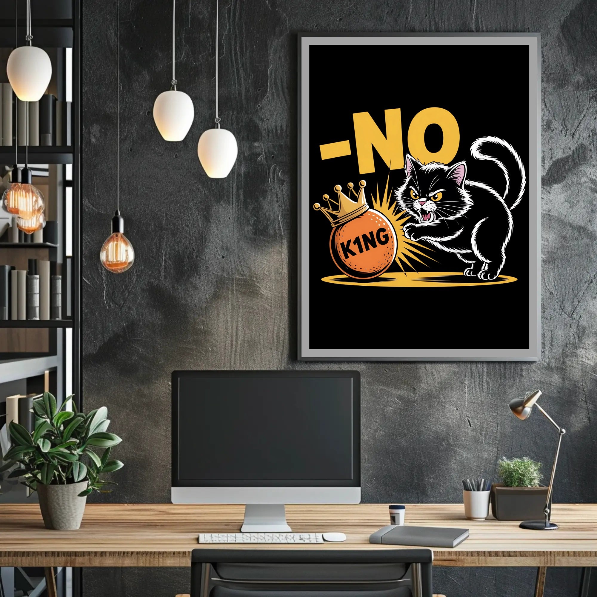 Animated Cat with Crown - Animal Poster PosterGoat