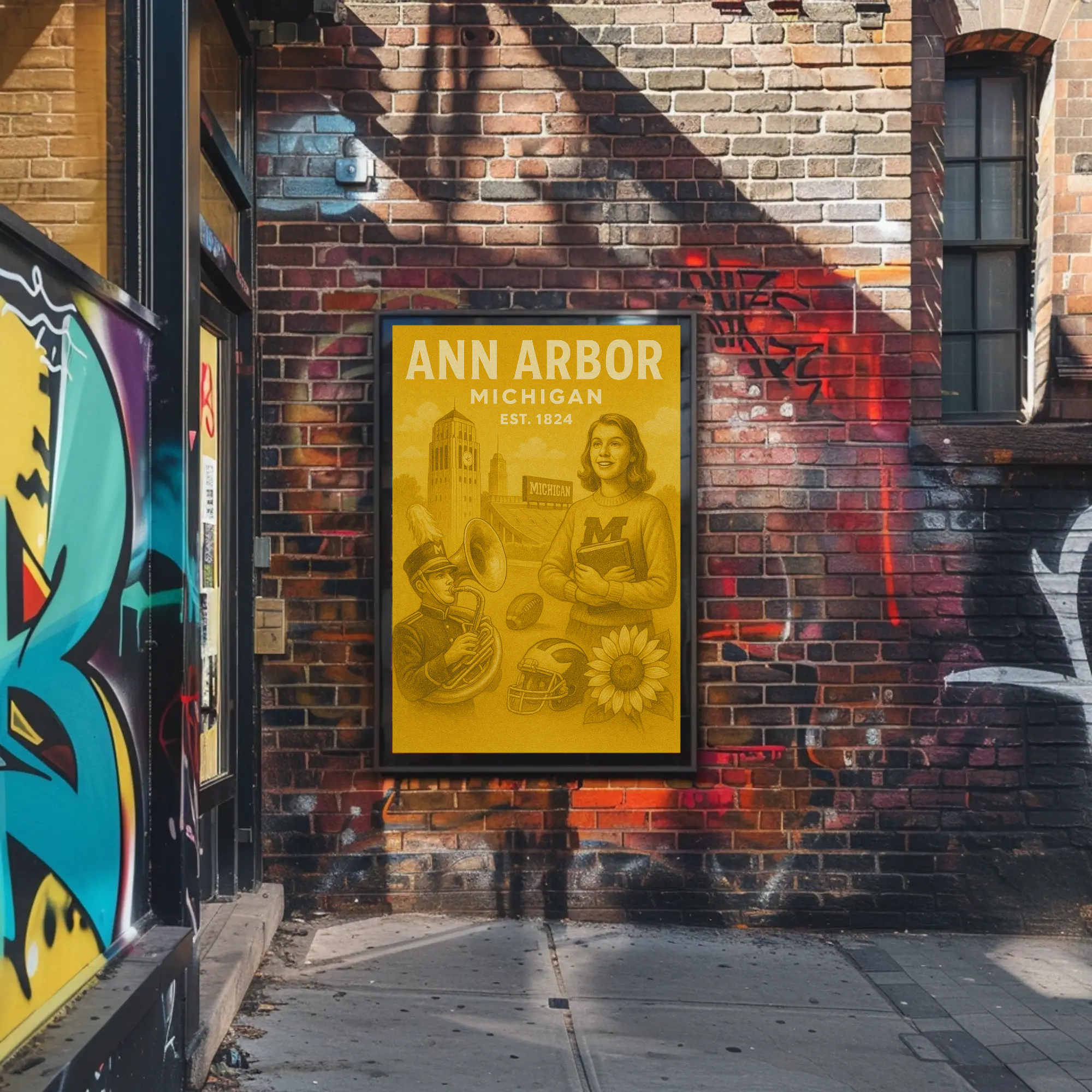 Ann Arbor Heritage Illustrated Cultural Poster PosterGoat