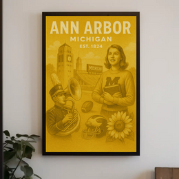 Ann Arbor Heritage Illustrated Cultural Poster PosterGoat