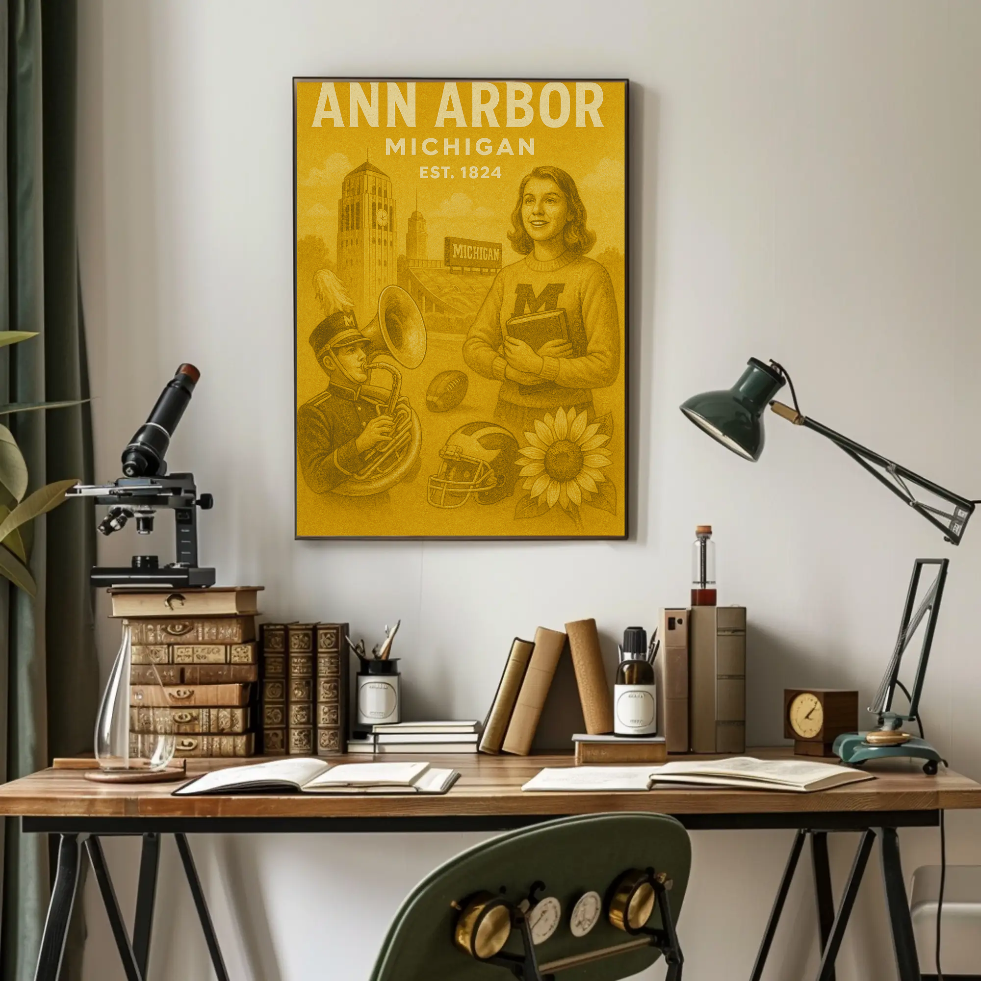 Ann Arbor Heritage Illustrated Cultural Poster PosterGoat