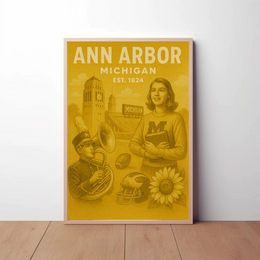 Ann Arbor Heritage Illustrated Cultural Poster PosterGoat