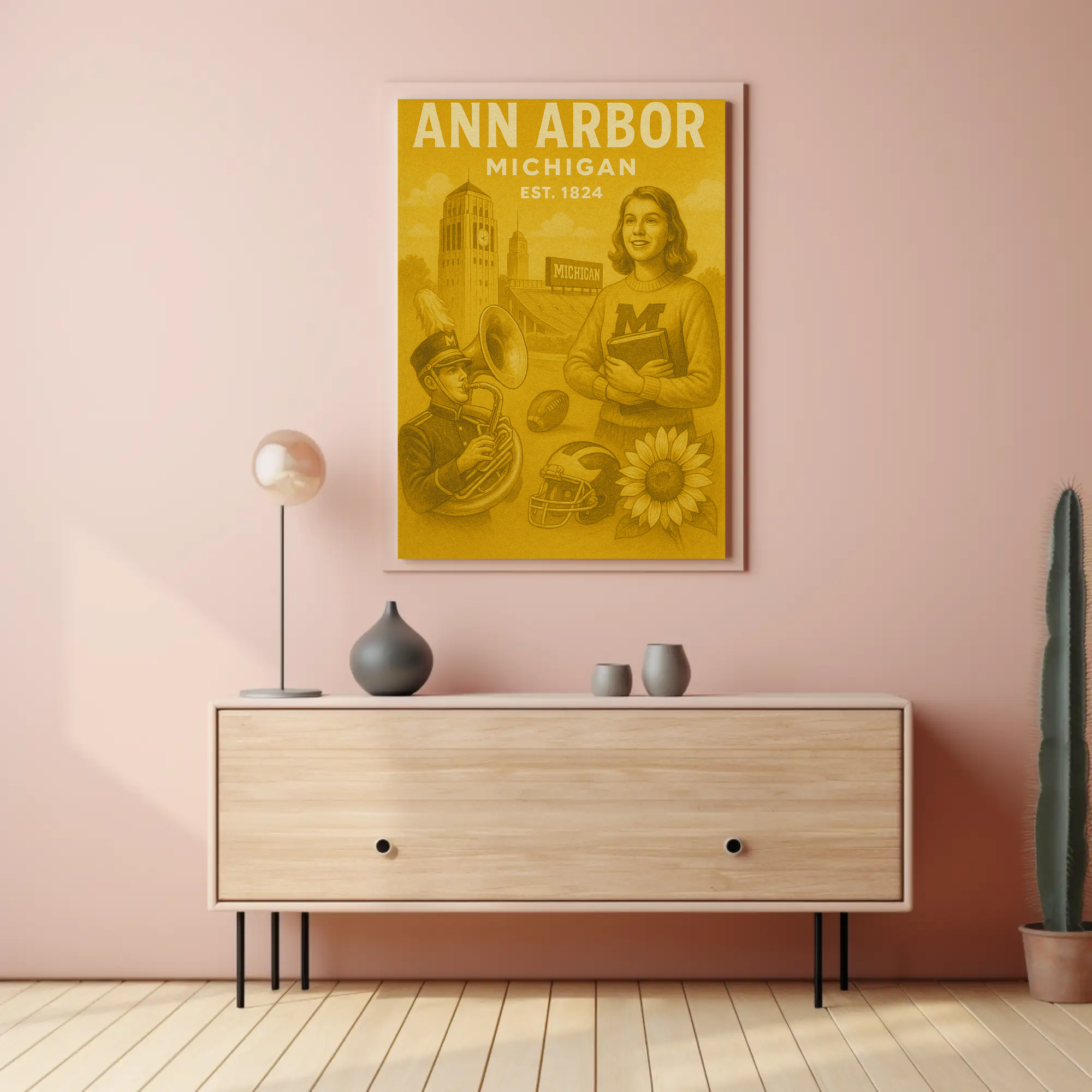 Ann Arbor Heritage Illustrated Cultural Poster PosterGoat