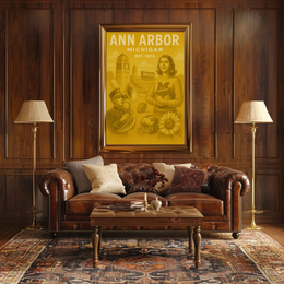 Ann Arbor Heritage Illustrated Cultural Poster PosterGoat