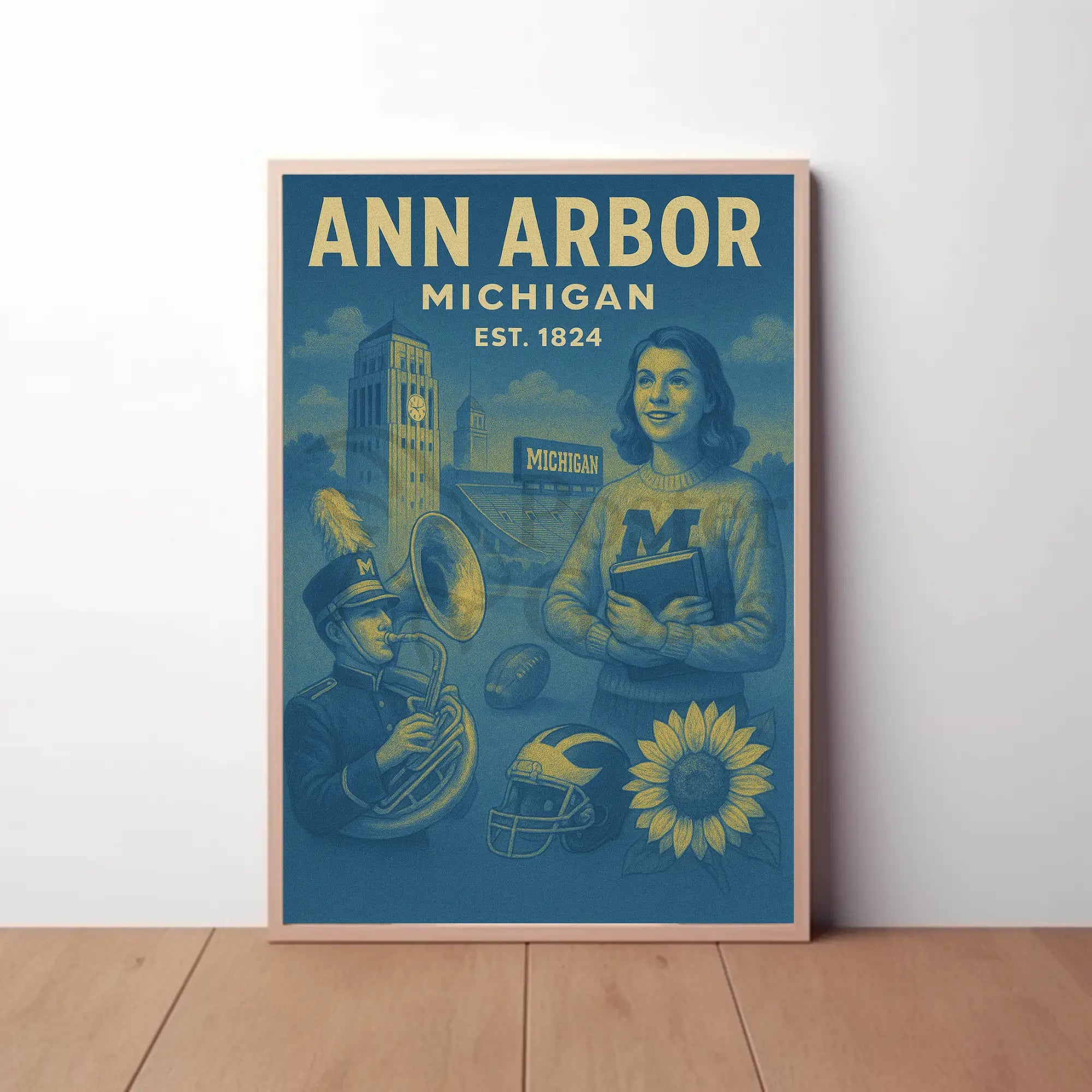 Ann Arbor University Spirit Vintage Cultural or Heritage Poster PosterGoat