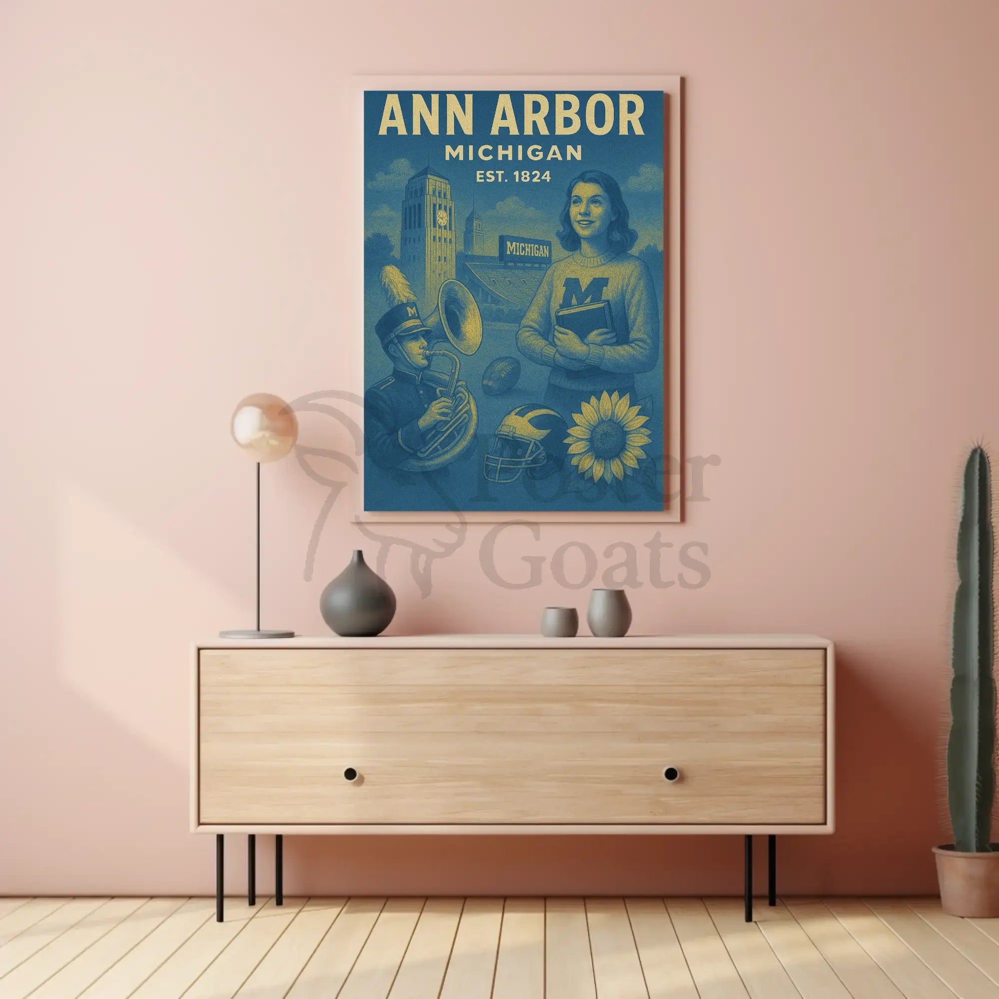 Ann Arbor University Spirit Vintage Cultural or Heritage Poster PosterGoat